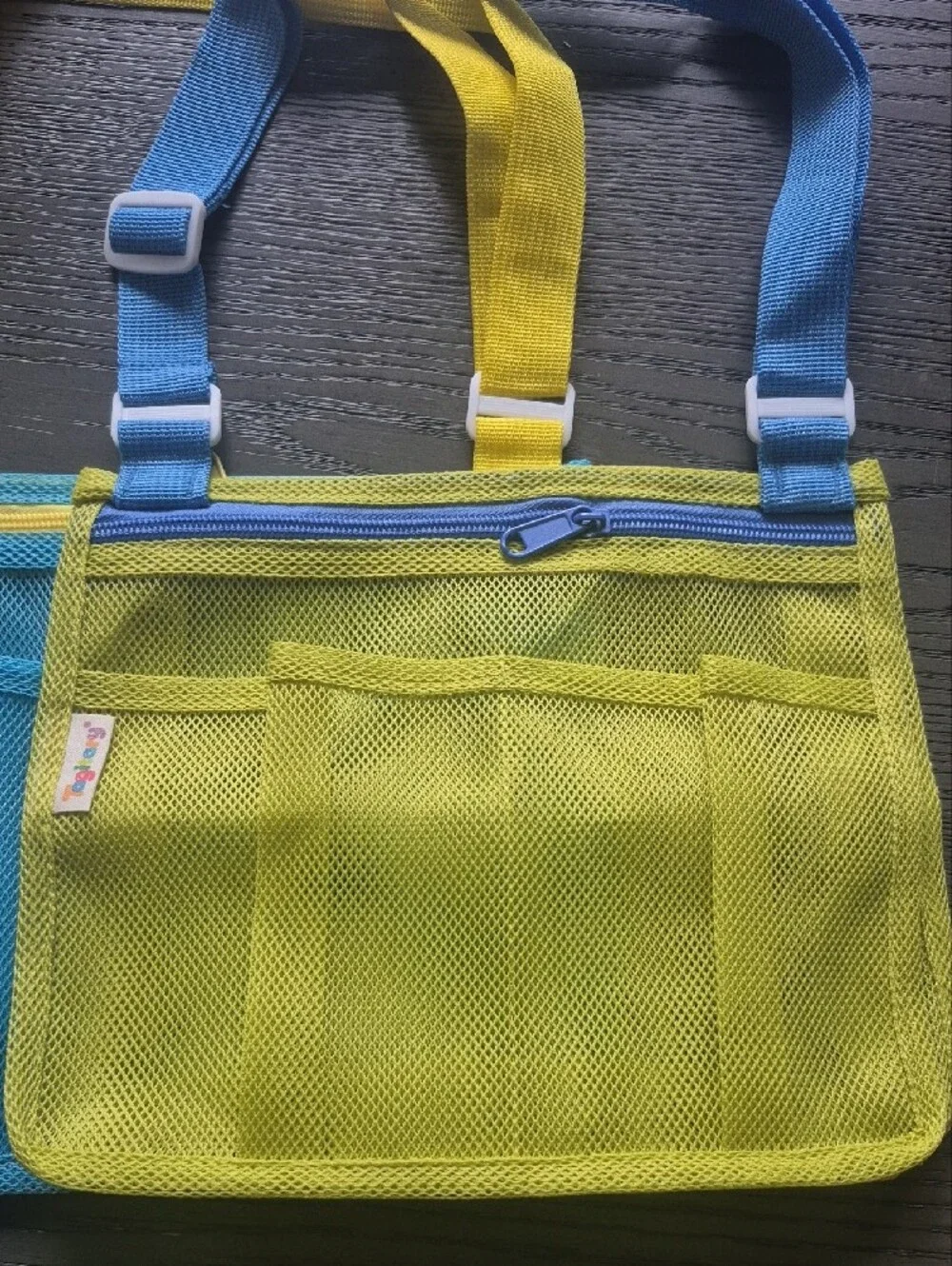 Kids Beach Shell Mesh Bag Set - Blue, Yellow, Orange
